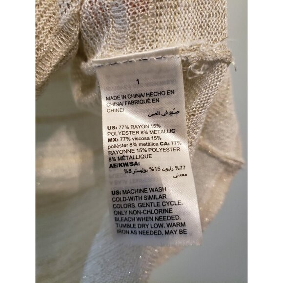 Travelers Chicos 1 Women 8 Knit Top Semi Sheer Metallic Asymmetrical Pullover - Picture 6 of 6